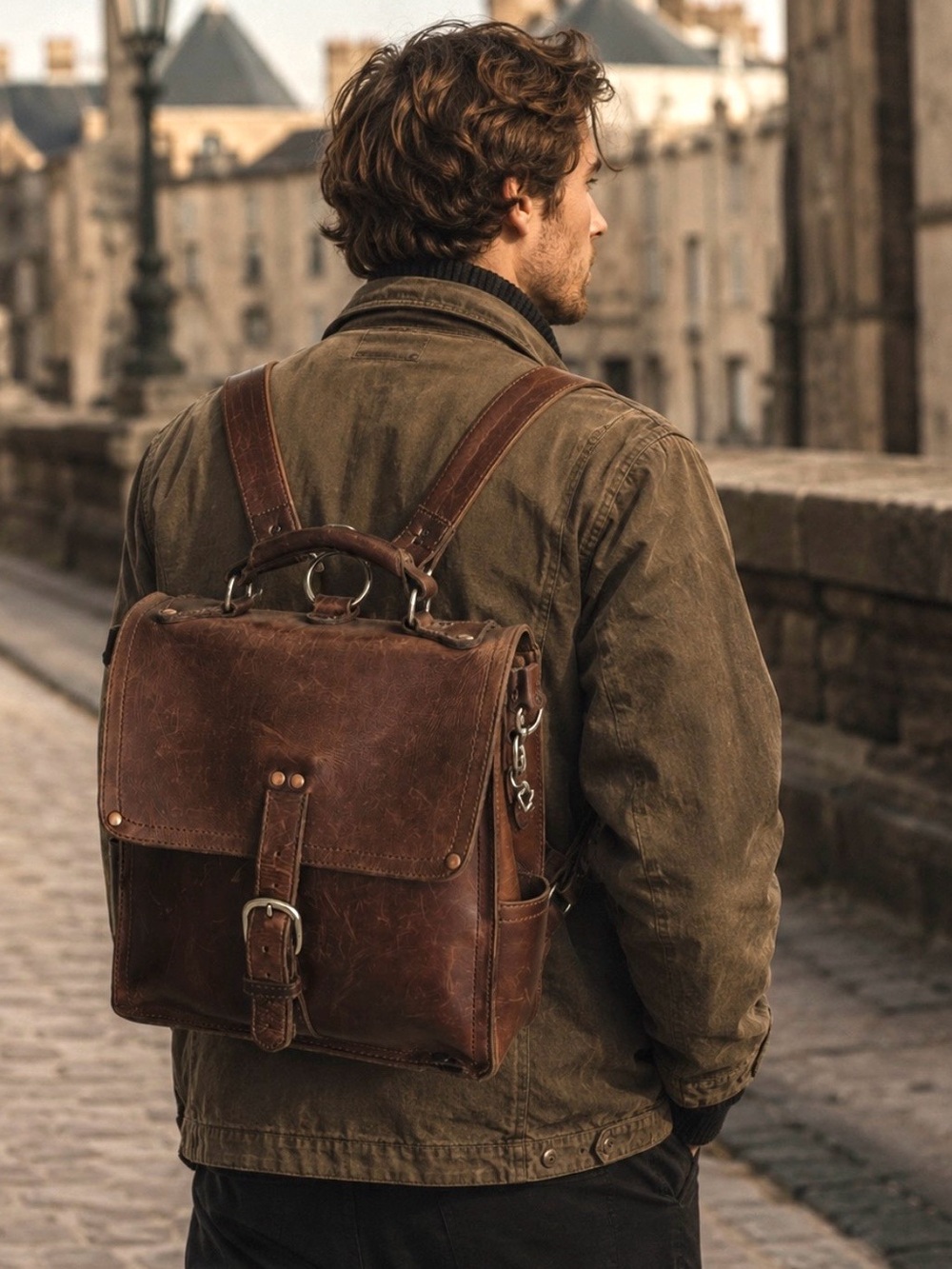 Saddleback Chestnut Leather Convertible Backpack Messenger Bag full grain